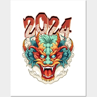 Chinese New Year 2024 Year of The Dragon Head Posters and Art